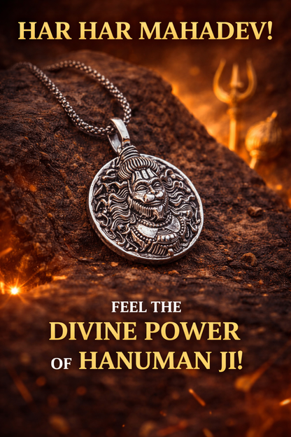 Hanuman Ji Pendant Oxodaised Silver Chain