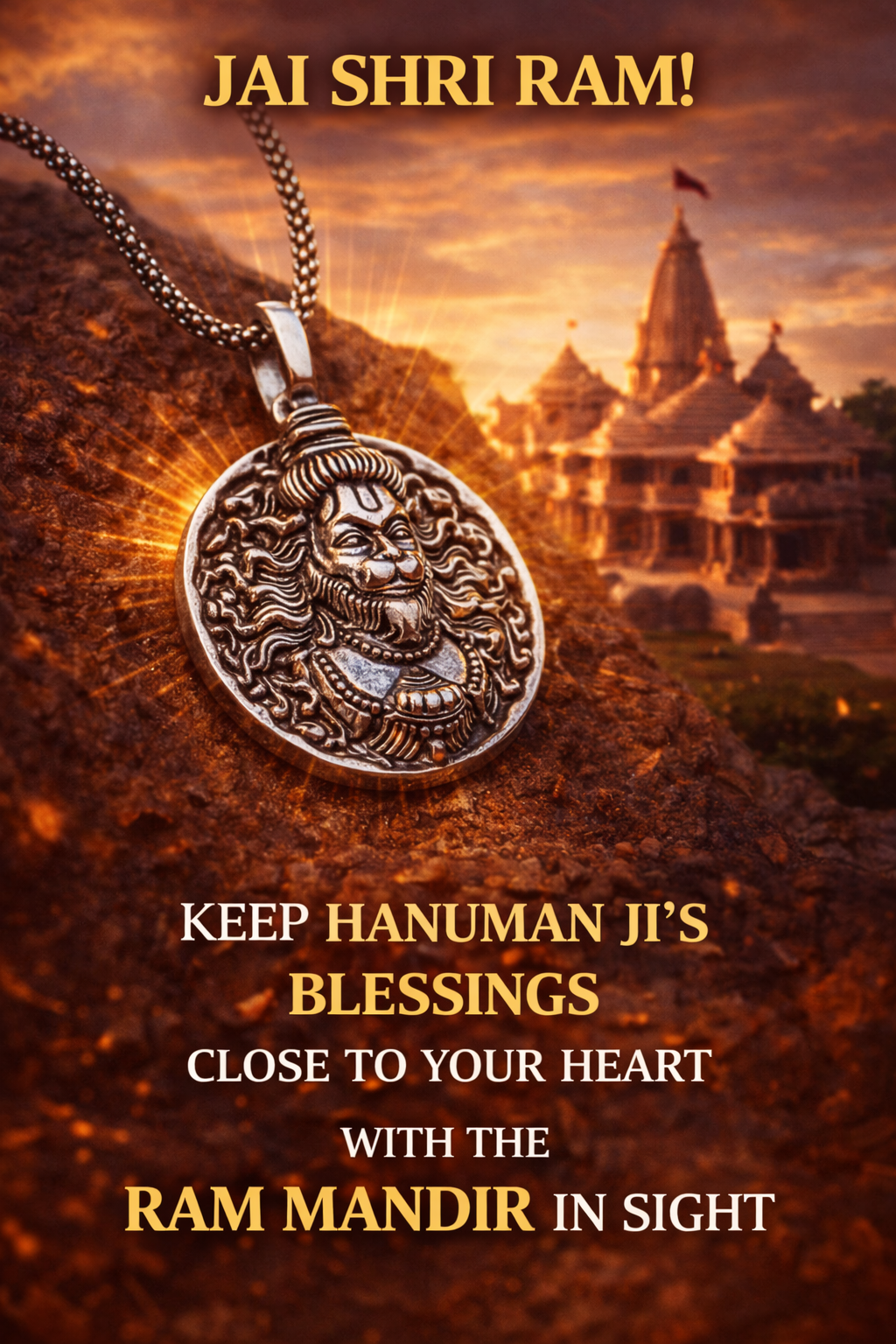 Hanuman Ji Pendant Oxodaised Silver Chain