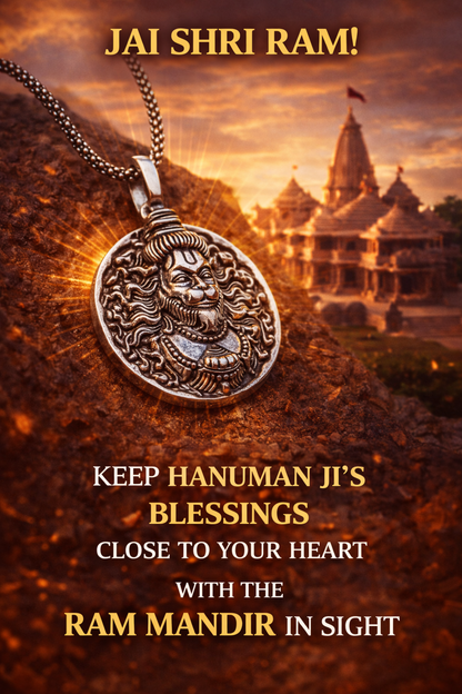 Hanuman Ji Pendant Oxodaised Silver Chain